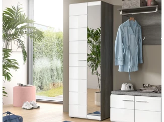 Predsieňová skriňa so zrkadlom Salsa, šedý dub/biely lesk