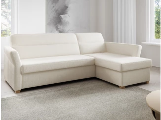 Rohová sedacia súprava Livia, svetlo béžová látka, pravý roh