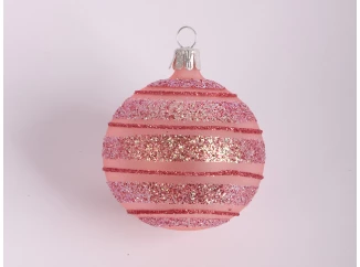 Vianočná ozdoba guľa 6 cm, ružová, sklo