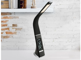 Stolná LED lampa Sophie, čierna s hodinami