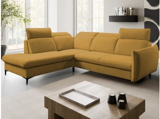Rohová sedacia súprava Glow, žltá látka, ľavý roh