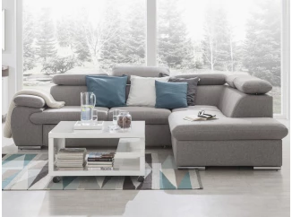 Rohová sedacia súprava Viera, svetlo šedá tkanina, pravý roh