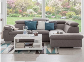 Rohová sedacia súprava Viera, svetlo šedá tkanina, pravý roh