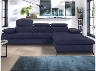Rohová sedacia súprava Scala, tmavo modrá látka, pravý roh