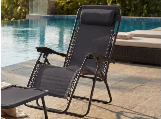 Polohovateľné záhradné kreslo Hannover, čierne