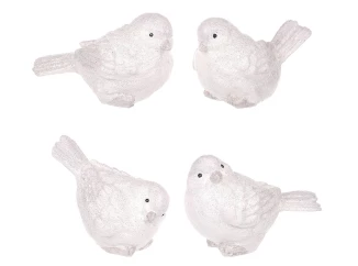 Vianočná dekorácia (1 ks) Vtáčik, biely polyresin