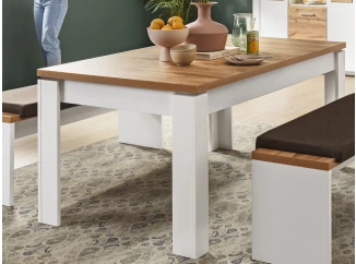 Rozkladací jedálenský stôl Matera 160x90 cm, starý dub/biela