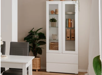 Vysoká vitrína Image, biela