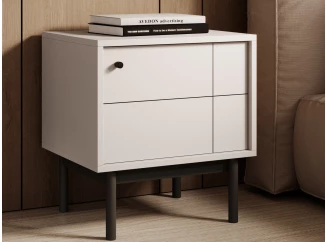 Nočný stolík / skrinka Japandi, béžový kašmír
