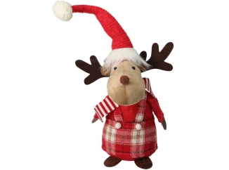 Vianočná dekorácia Sob s čiapkou, 41 cm
