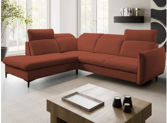 Rohová sedacia súprava Glow, terakota látka, ľavý roh