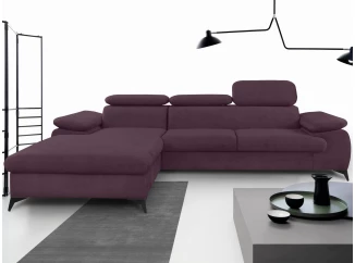 Rohová sedacia súprava Scala, hroznová ružovo-fialová látka, ľavý roh