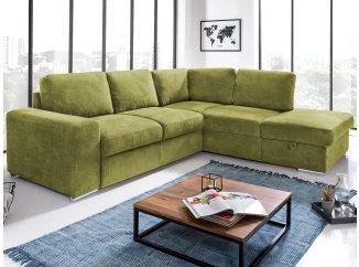 Rohová sedacia súprava Eddi, zelená látka, pravý roh