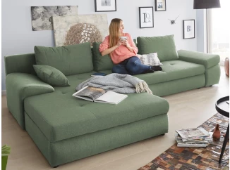 Rohová sedacia súprava Bono, rákosovo zelená látka