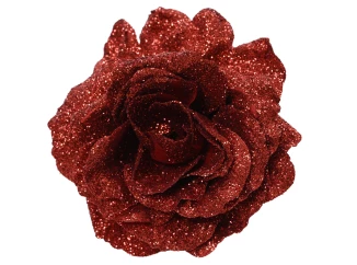 Vianočná ozdoba Ruža na klipe 12 cm, červená