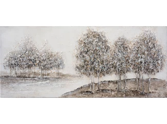 Ručne maľovaný obraz Zimný pokoj v krajine 140x60 cm, olejomaľba