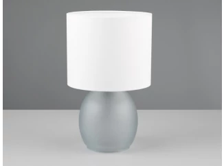Stolná lampa Vela, šedé sklo