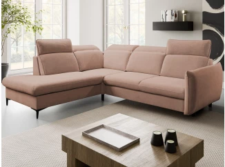 Rohová sedacia súprava Glow, světle lososová látka, levý roh