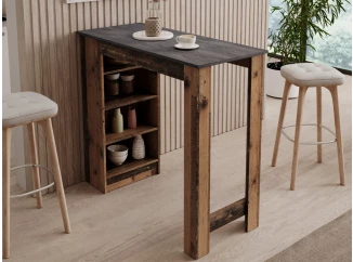 Barový stôl Mojito, vintage optika dreva/tmavo šedý betón