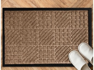 Rohožka 40x60 cm, hnedé štvorce a prúžky
