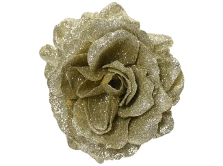 Vianočná ozdoba Ruža na klipe 12 cm, šampaň