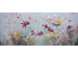 Ručne maľovaný obraz Kvetinová lúka 140x60 cm, olejomaľba