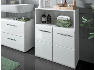 Skrinka s priehradkou Ice, 60 cm, biela lesk