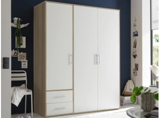 Šatníková skriňa Valencia,155 cm, dub sonoma/biela