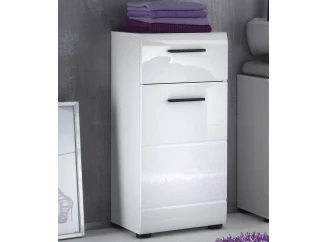 Kúpeľňová stojacie skrinka Skin, lesklá biela