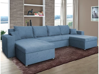 Sedacia súprava Rumba, tvar U, jeansovo modrá tkanina