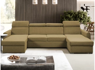 Sedacia súprava Mistic, žlto-hnedá látka, tvar U