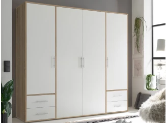 Šatníková skriňa Valencia, 206 cm, dub sonoma/biela