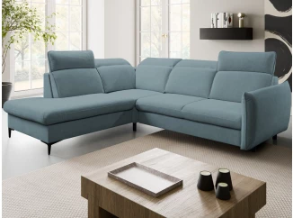 Rohová sedacia súprava Glow, svetlo modrá látka, ľavý roh