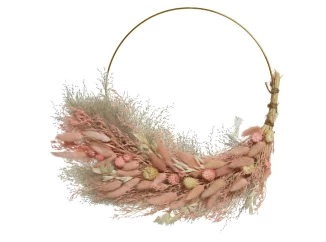 Dekoračný veniec Sušené trávy 30 cm, ružový