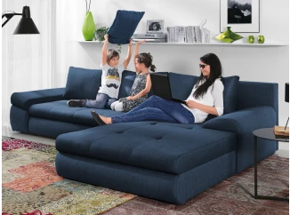 Rohová sedacia súprava Bono, námornícka modrá látka