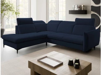Rohová sedacia súprava Glow, námornícka modrá látka, ľavý roh