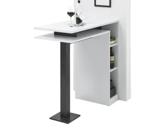 Barový stôl Bay, biely/tmavý betón