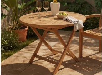 Okrúhly záhradný stôl Dumai, 90 cm, teak