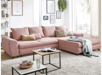 Rohová sedacia súprava Yoko, ružová látka