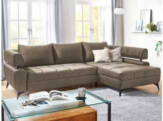 Rohová sedacia súprava Paris, svetlo hnedá látka, pravý roh