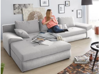 Rohová sedacia súprava Bono,svetlo šedá látka