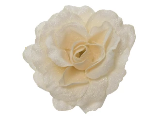 Vianočná ozdoba Ruža na klipe 12 cm, krémová