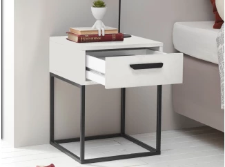 Nočný stolík s 1 zásuvkou Suna, biely