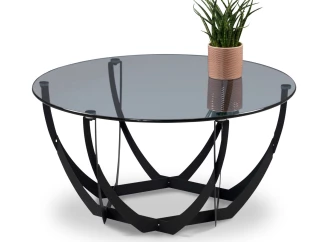 Konferenčný stolík Maya, 80 cm, čierny/sivé sklo