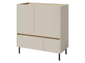 Komoda so zásuvkami Lucky, 95 cm, pieskovo béžová/olejovaný dub