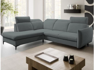 Rohová sedačka Glow, stredne šedá látka, ľavý roh