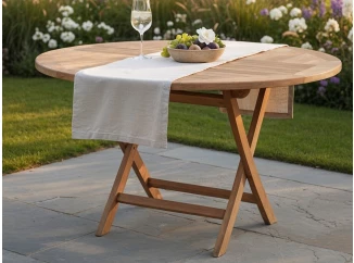 Okrúhly záhradný stôl Tarakan, 120 cm, teak