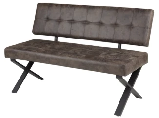 Jedálenská lavica s operadlom Donna, hnedá optika vintage kože