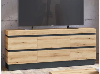 TV skrinka Corte, dub coast/tmavo šedá