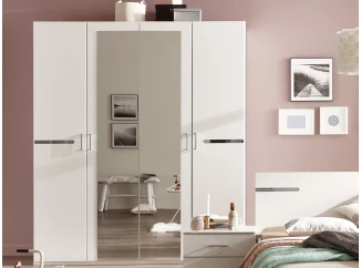 Šatníková skriňa so zrkadlami Anna, 180 cm, biela